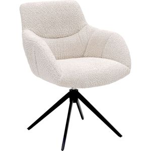 Kick Collection - Draaistoel Fer - Crème - Bouclé Stof - Metalen Onderstel