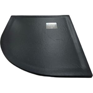 Composiet Douchebak Kwartrond met Rand Stone Eco 80x100cm Leisteen Antraciet RAL7024