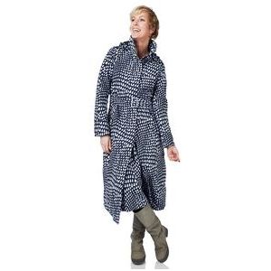 Happy Rainy Days - Lange Regenjas - Blauw Wit - Montreal Print - Dames