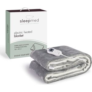 SleedMed Elektrische Knuffeldeken - Bovendeken - Warmtedeken - Sherpa fleece & Flanel - 180x130 cm - 180 min Timer