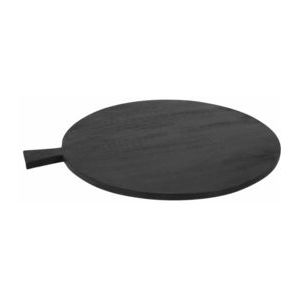 vtwonen Rond Dienblad - Met handvat - Hout - Zwart - 52x45x1.5cm