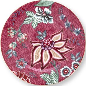 Pip Studio Flower Festival Gebaksbord - Donker Roze - Porselein - 17cm