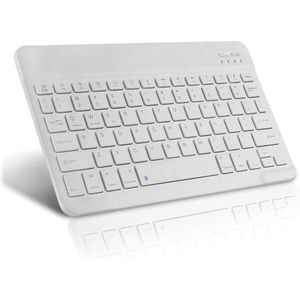 Mini Bluetooth toetsenbord draadloos oplaadbaar - Keyboard ondersteuning Geschikt voor: Android IOS Windows Geschikt voor: Telefoon / tablet / iPad / Samsung Galaxy tab / Laptop / Computer - wit