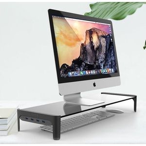 Desktop Organizer Display tafel LB-558 - Bureau standaard voor pc computer monitor Beeldscherm met USB-poort - ruimtebesparende stand voor laptop / Scherm / component / lcd flatscreen-tv - zwart