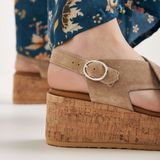 VIA VAI Sissel Raise Sandalen - Met Sleehak - Beige