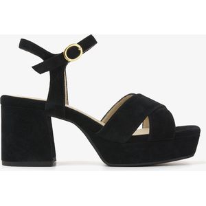 VIA VAI Cassia Six Sandalen - Zwart - Suède - Plateauzool - Blokhak