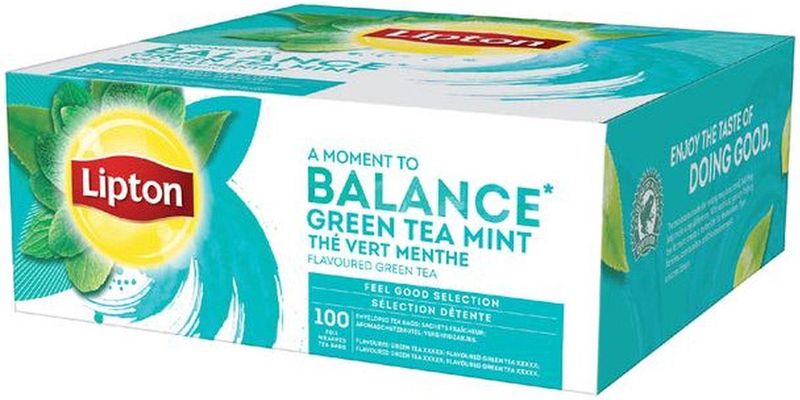 Lipton thee Feel Good Selection, Groene thee munt, doos van 100 zakjes