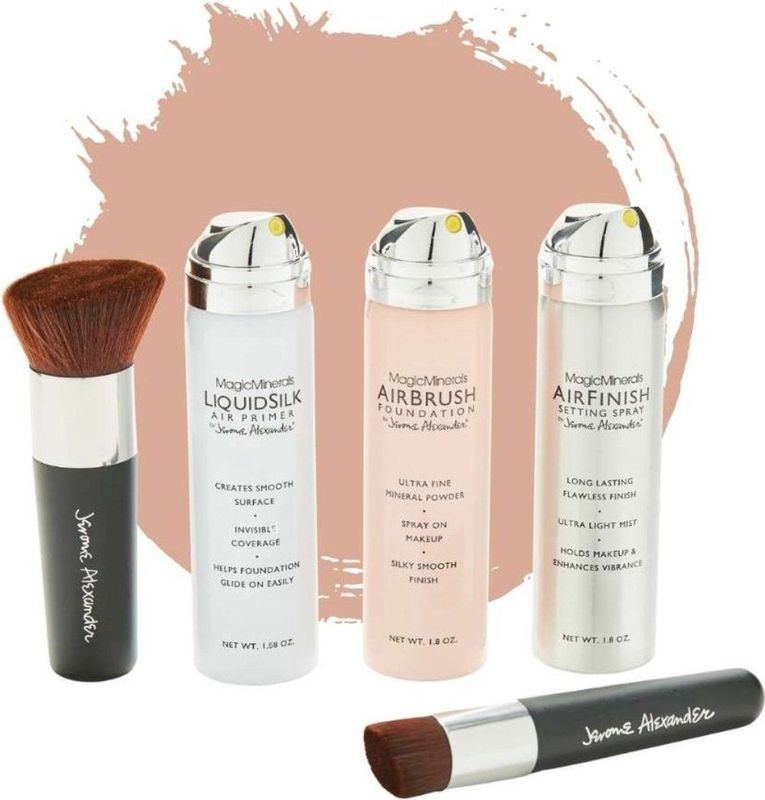 Magic Minerals - AirBrush Foundation Set - Bright/Light - 5-delig - Inclusief Kabuki Kwasten en Primer
