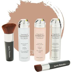 Magic Minerals AirBrush Foundation 5-delige set by Jerome Alexander – Warm/Medium – incl. 2 Kabuki kwasten, AirBrush Primer en AirFinish settingspray - Make-up met een natuurlijke dekking