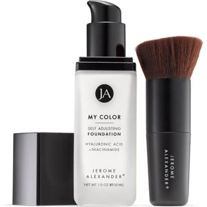 Jerome Alexander, My Color Self Adjusting Foundation - Light 30 ml - Kleurveranderende Foundation - Natuurlijk dekkende makeup met Hylaluronzuur, Niacinamide, Agrireline - 30ml - Inclusief Kabuki foundation kwast