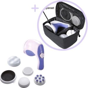 Relax and Tone Massager, Massageapparaat met vier Opzetstukken - Inclusief Opbergtas – 2500 trillingen per minuut - Compact Massage Accessoire - Verlicht Spierpijn en Vermindert Cellulitis