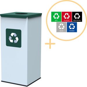 Alda - Eco Square Nord - Prullenbak - Wit - 60L - Afvalscheiding