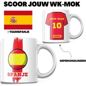 WK - Spanje - Gepersonaliseerde mok - Voetbalshirt - Voetbal - Geschenk