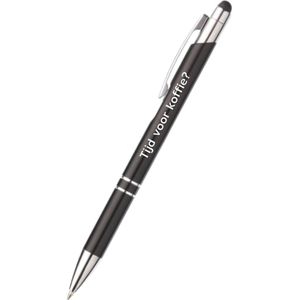 Akyol - tijd voor koffie? pen - zwart - gegraveerd - Collega - stagaire - pen met tekst - leuke pennen - grappige pennen - werkpennen - stagiaire cadeau - cadeau - bedankje - afscheidscadeau collega - met soft touch