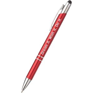 Akyol - dream it. wish it. do it. pen - rood - gegraveerd - Motivatie pennen - collega - pen met tekst - leuke pennen - grappige pennen - werkpennen - stagiaire cadeau - cadeau - bedankje - afscheidscadeau collega - met soft touch