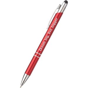 Akyol - dream big, live bigger pen - rood - gegraveerd - Motivatie pennen - collega - pen met tekst - leuke pennen - grappige pennen - werkpennen - stagiaire cadeau - cadeau - bedankje - afscheidscadeau collega - welkomst cadeau - met soft touch