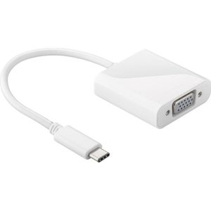 USB C naar VGA adapter kabel USB Type C voor o.a. Macbook / Chromebook / Acer / Dell / HP / Lenovo Wit