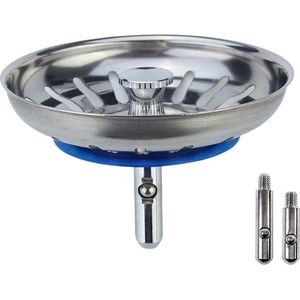 Minismus Gootsteen Afvoerstop voor de Keuken - Afvoerplug - Korfplug - Universeel - Spoelbak zeef - Ontstopper - zeef - 1 Stuk - RVS (80 mm)