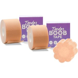 Inodes Duo Pack Boob tape 10 Meter (5,0 cm breed) beige - Plak BH - Strapless BH + Inclusief 10 Tepelcovers - 2 Rollen van 5 Meter