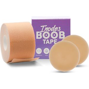 Boob tape 5 Meter (5,0 cm breed) - Beige - Plak BH - Strapless BH Inclusief herbruikbare tepelcovers