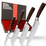 Matakumi - 4-Delige Messenset - Damascus Print - Japanse Keukenmessen