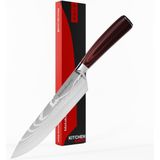 Matakumi 8’’ Japans Koksmes - Chef knife met Damascus Print - Japanese style keukenmes - Japanse Messen - Koksmessen set