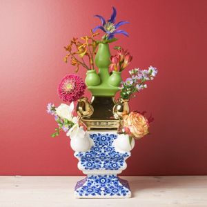 Heinen Delfts Blauw Tulpenvaas (bodem) Stapelgekte - Porselein - Blauw - 15 x 17 x 15 cm (BxHxD)