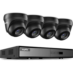 Ariko Sannce Camera CCTV systeem,4 x Zwarte hoge kwaliteit 3MP beveiliging camera's, Nachtzicht 25 mtr, Online opgenomen en live beelden bekijken, inclusief 1TB harde schijf - Nederlandstalige helpdesk