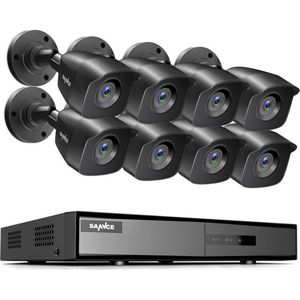 Ariko Sannce Camera CCTV systeem,8 x Zwarte hoge kwaliteit 3MP beveiliging camera's, Nachtzicht 25 mtr, Online opgenomen en live beelden bekijken, inclusief 1TB harde schijf - Nederlandstalige helpdesk
