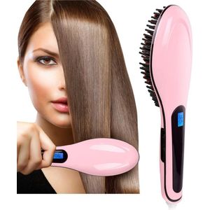 Ariko elektrische stijlborstel - Haar borstel roze - Keramische warmteborstel - Straightener - Brush - Temperatuur regeling