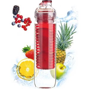 Ariko drinkfles met fruit infuser - rood - 800 ml - bidon - waterfles - fruit filter