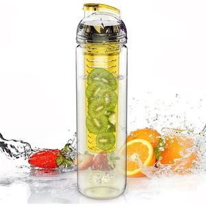 Ariko drinkfles met fruit infuser - geel - 800 ml - bidon - waterfles - fruit filter