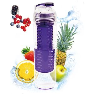 Ariko drinkfles met fruit infuser - paars - 800 ml - bidon - waterfles - fruit filter