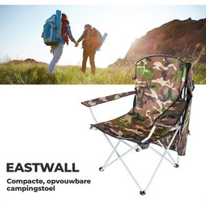 Eastwall Multifunctionele opvouwbare kampeerstoel – Campingstoel – Visstoel – Picknickstoel – vouwstoel – Bekenhouder – Waterdicht – 120 kg – Camo