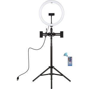 PULUZ professionele kleuren selfiering met verstelbaar statief – inclusief bluetooth afstandsbediening en mobiele app - 35x30cm ringlamp – 8 aanpasbare kleuren – 360 graden te roteren – geschikt voor 3 telefoons