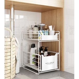 Milano Luxurious organizer lade wit - Keuken ladekast – Gootsteenkast organizer – Opbergrek voor het aanrecht – Tweelaags ladesysteem – Opslag voor keukenkast of badkamerkast – maat XL