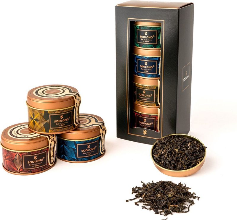 Soolong Malawi Nr20 Lux geschenkset met vier exclusieve theeën Malawi- Detox kruidenthee, groene en oolong thee - Losse thee - Assortiment 4stuks