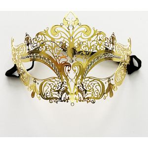 Venetiaans Masker - Metaal - Goud - Witte stenen