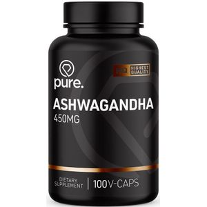 PURE Ashwagandha - 450mg - 100 V-Caps - ashwaganda vegan capsules