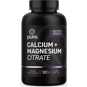 PURE Calcium Magnesium Citraat - 180 vegan capsules - mineralen - voor spieren en gewrichten