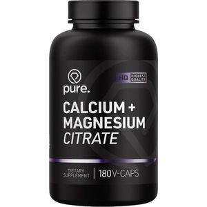 Pure. Calcium Magnesium Citraat - 180 vegan capsules - mineralen - voor spieren en gewrichten