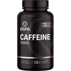 PURE Caffeine - 120 V-Caps - 200mg - pillen - cafeïne - vegan capsules