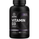 PURE Vitamine D3 - 2000IU – 180 vegan capsules - vitamin D-3