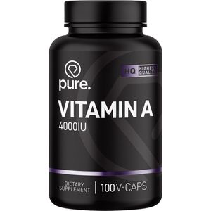 Pure. Vitamine A - 100 V-Caps - 4000IU - retinol - vitamines - vegan capsules