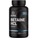 PURE Betaine HCL - 120 vegan capsules - 650mg - hydrochloride - enzymen