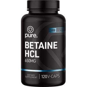 Pure. Betaine HCL - 120 vegan capsules - 650mg - hydrochloride - enzymen