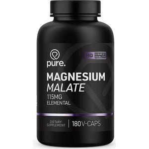 PURE Magnesium Malate - 180 vegan caps - 115mg - mineralen
