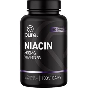 Vitamine B3 - Pure Niacine - 100 Capsules - Voedingssupplement