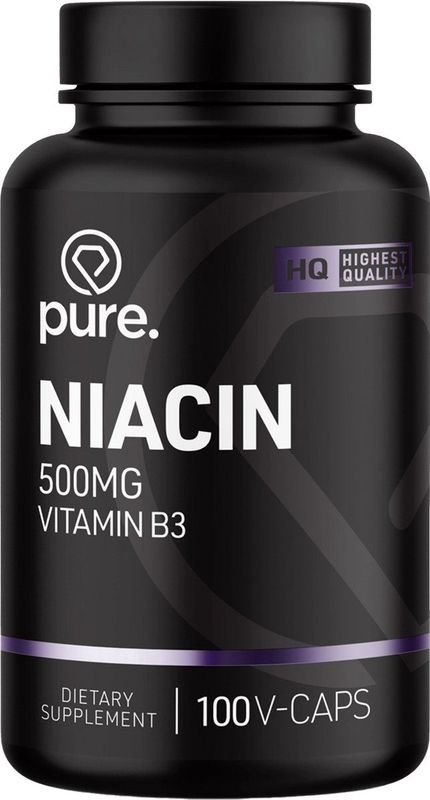 Vitamine B3 - Pure Niacine - 100 Capsules - Voedingssupplement