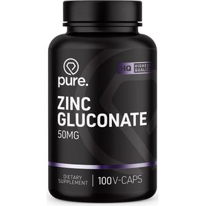 Pure. Zinc Gluconate - 50mg - 100 vegan caps - gluconaat - mineralen